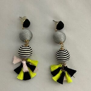 Striped Tassel Drop Funky Earrings